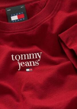 Camiseta Tommy Jeans Granate Logo Centro Mujer