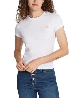 Camiseta Tommy Jeans blanca logo pequeño Mujer