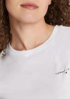 Camiseta Tommy Jeans blanca logo pequeño Mujer