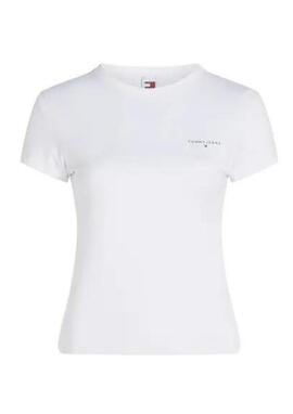 Camiseta Tommy Jeans blanca logo pequeño Mujer