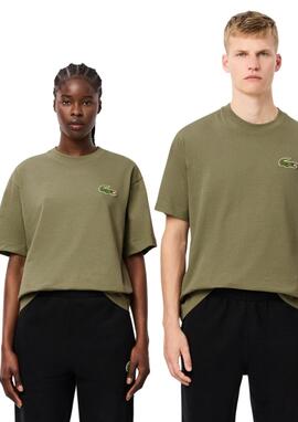 Camiseta Lacoste verde cocodrilo grande unisex