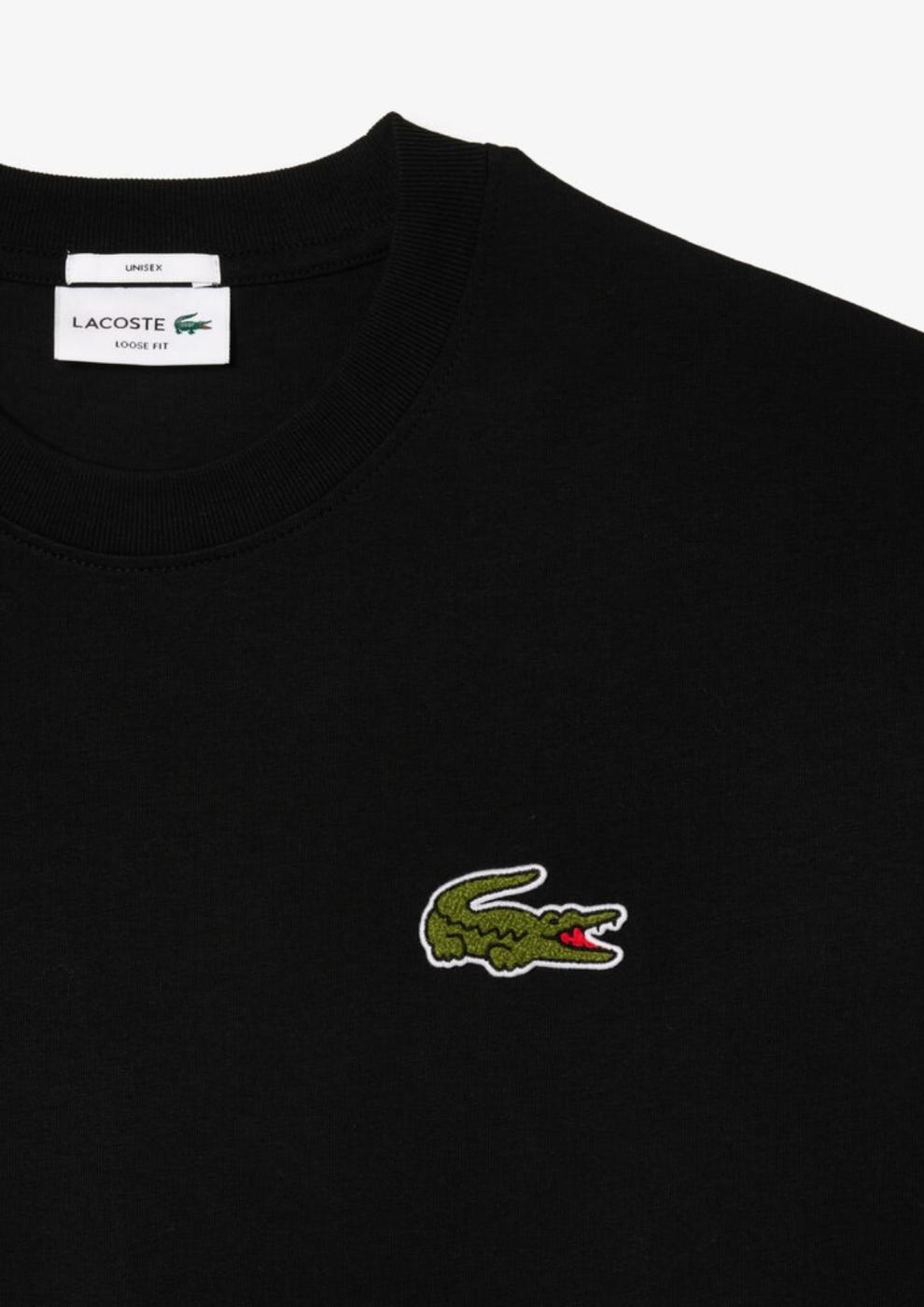 Camiseta Lacoste negra cocodrilo grande unisex