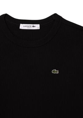 Camiseta Lacoste negra canalé mujer