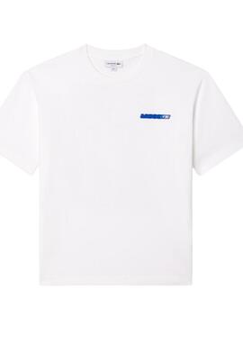 Camiseta Lacoste blanca logo azul y espalda hombre