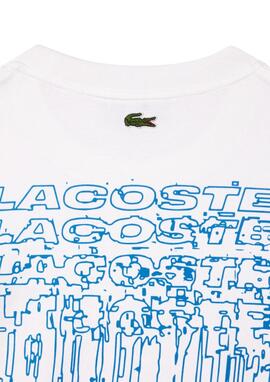 Camiseta Lacoste blanca logo azul y espalda hombre