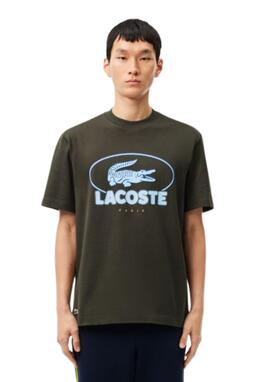 Camiseta Lacoste Khaki maxilogo azul hombre