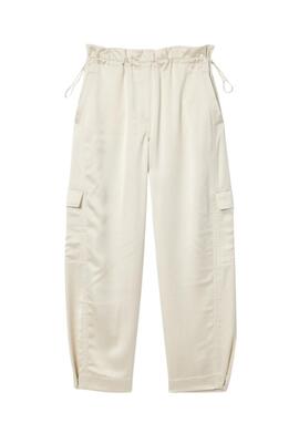 Jogger-cargo Lacoste blanco roto mujer