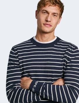 Jersey Pepe Jeans Hombre Azul New Andre Stripes