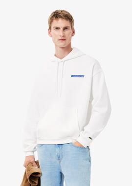 Sudadera Lacoste blanca logo azul hombre