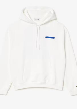 Sudadera Lacoste blanca logo azul hombre