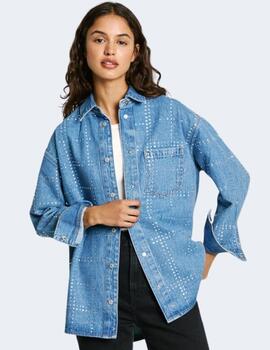 Camisa Pepe Jeans Mujer Denim Overshirt Glitter