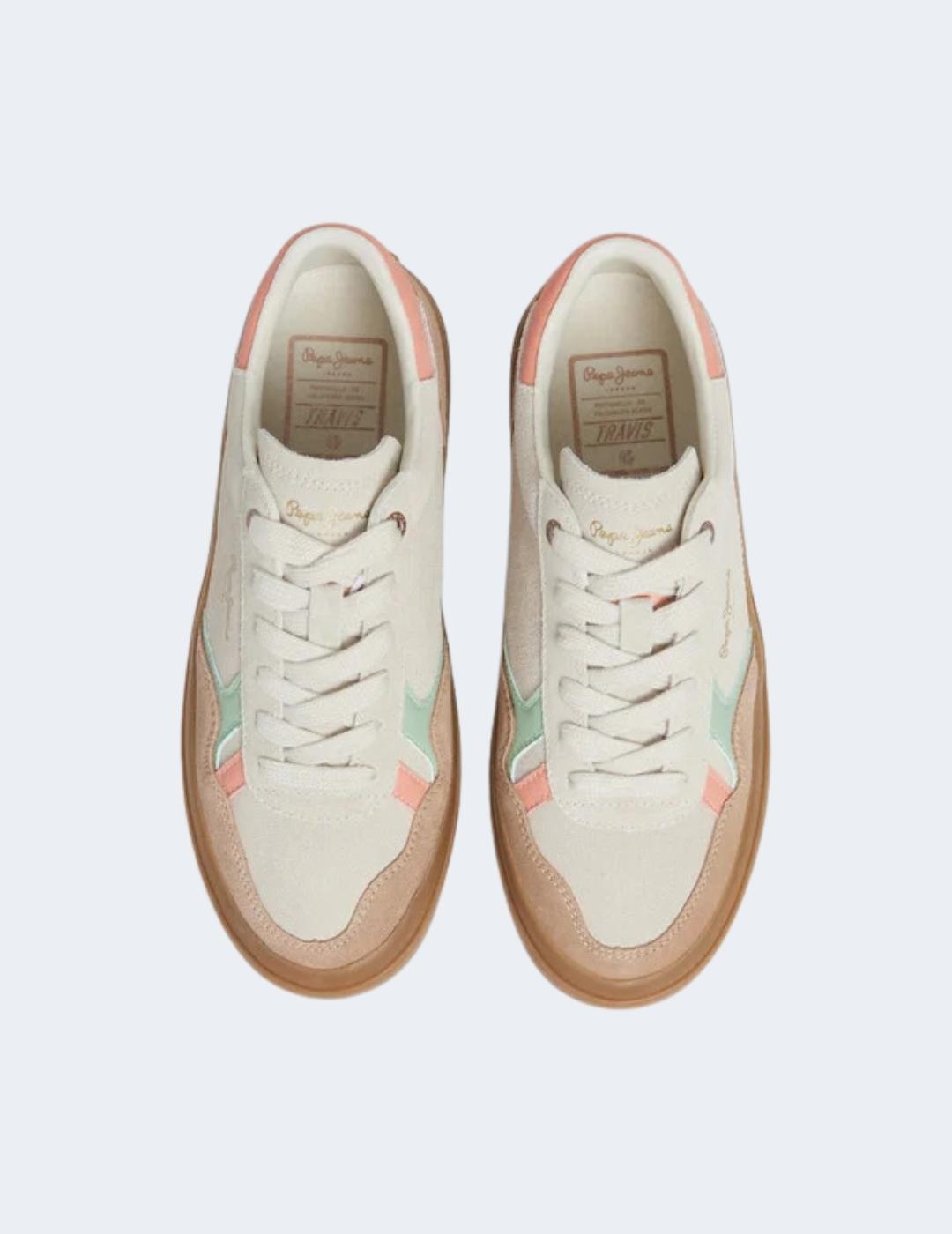 Zapatillas Pepe Jeans Mujer Travis Retro Blancas