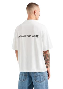 Camiseta Armani Exchange blanca logo cento hombre