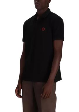 Polo Armani Exchange negro logo naraja hombre