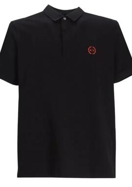 Polo Armani Exchange negro logo naraja hombre