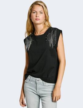 Camiseta Pepe Jeans Mujer Negra Lydia