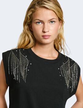 Camiseta Pepe Jeans Mujer Negra Lydia