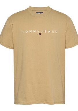 Camiseta Tommy Jeans marron logo centro hombre