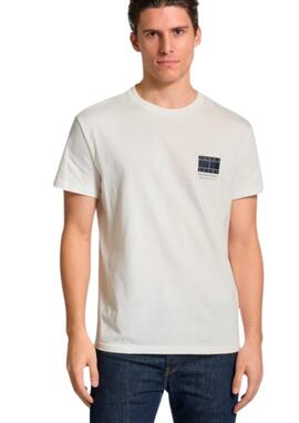 Camiseta Tommy Jeans blanca bandera negra hombre