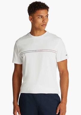 Camiseta Tommy Jeans blanca marca roja hombre