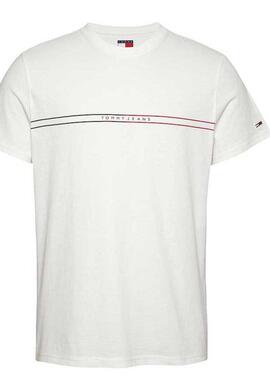 Camiseta Tommy Jeans blanca marca roja hombre