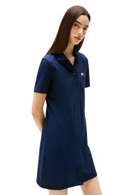 Vestido pique Tommy Jeans marino mujer