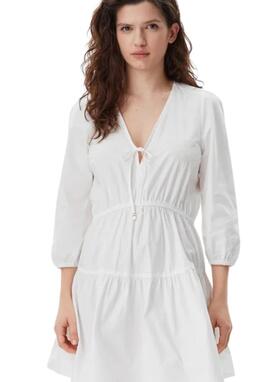 Vestido Tommy Jeans blanco lazo mujer