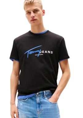 Camiseta Tommy Jeans negra logo grande hombre