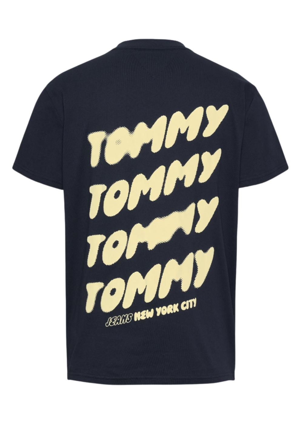 Camiseta Tommy Jeans marino logo amarillo hombre