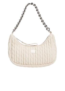 Bolso Tommy Jeans beige cadena mujer