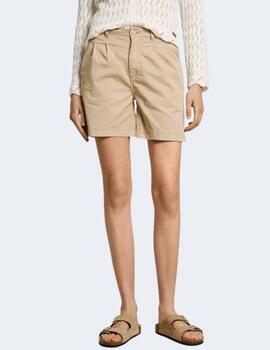 Short Pepe Jeans Beige Mujer Mid Waist Regular