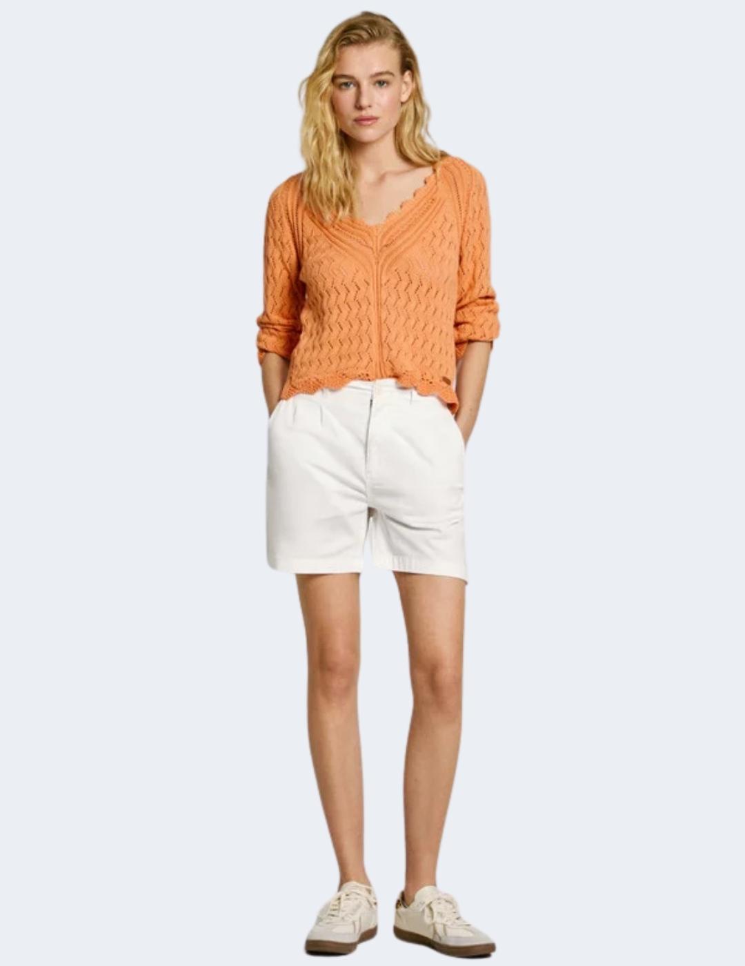 Shorts Pepe Jeasn Blanca Mujer Mid Waist Regular