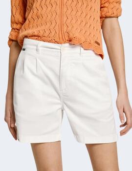 Shorts Pepe Jeasn Blanca Mujer Mid Waist Regular