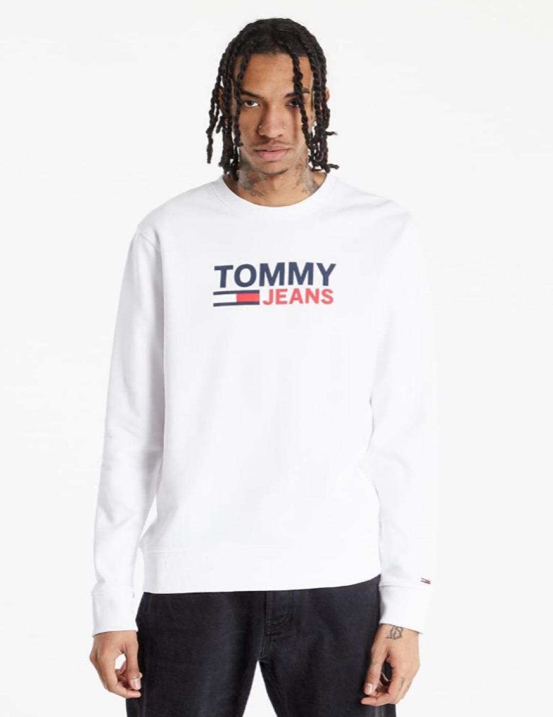 Sudadera Tommy Jeans con logo blanca hombre