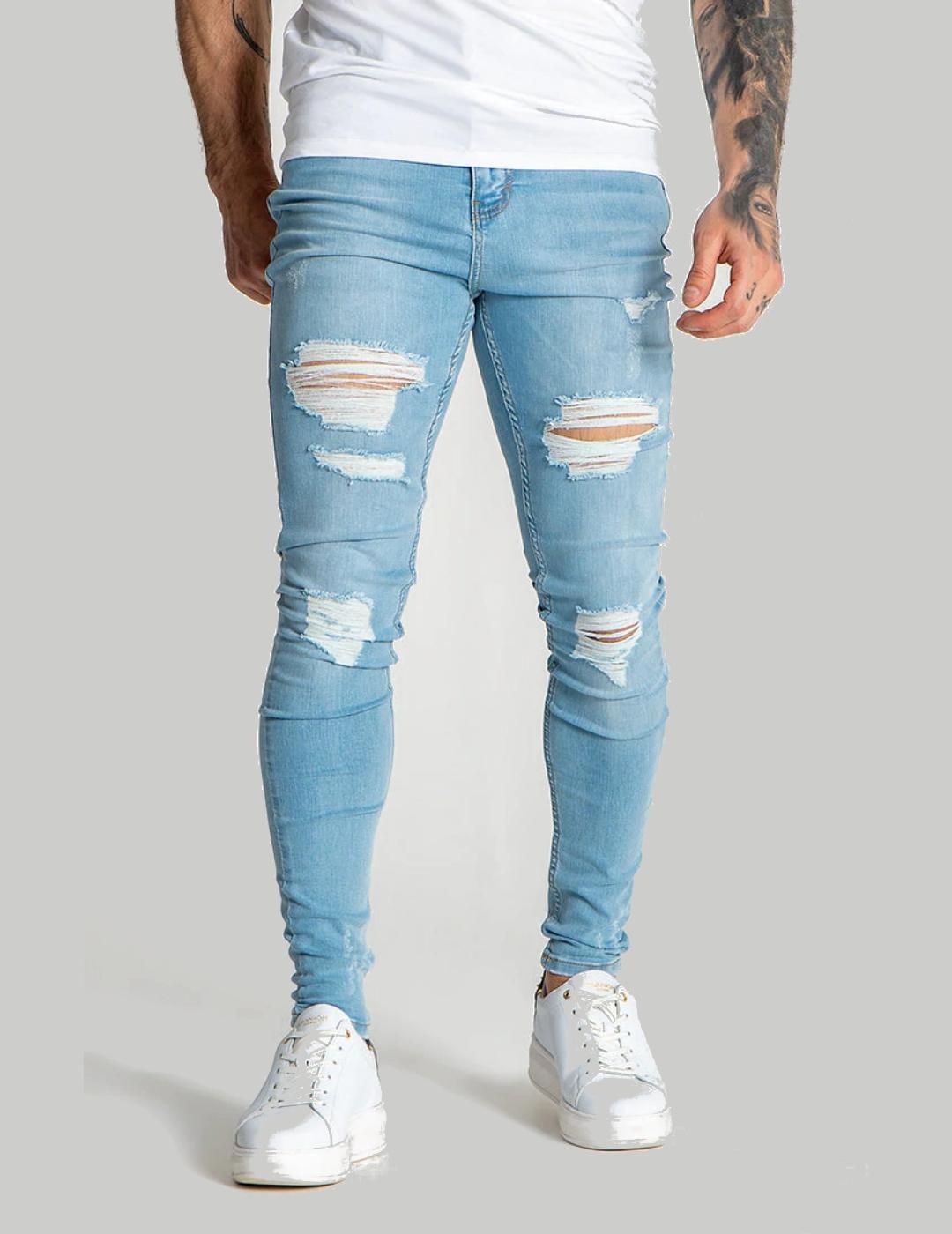 Jeans Gianni azul claro roto para hombre